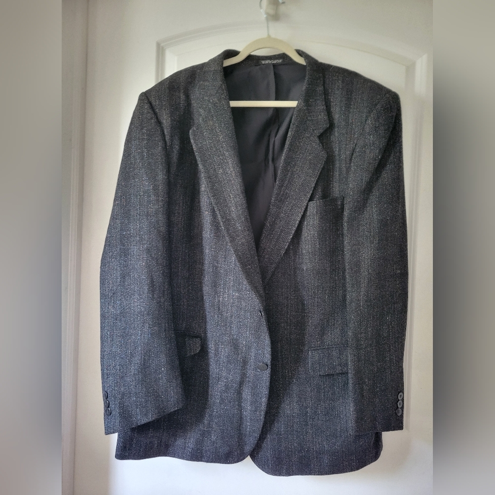 C&R Clothiers Vintage Men's Cardiff Black Blazer Wool 48 L Long